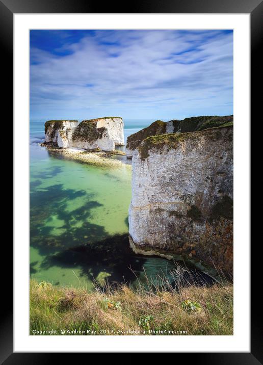 Old Harry Rocks Framed Mounted Print by Andrew Ray