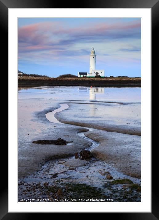 Sunset at Hurst Point Lighthouse Framed Mounted Print by Andrew Ray