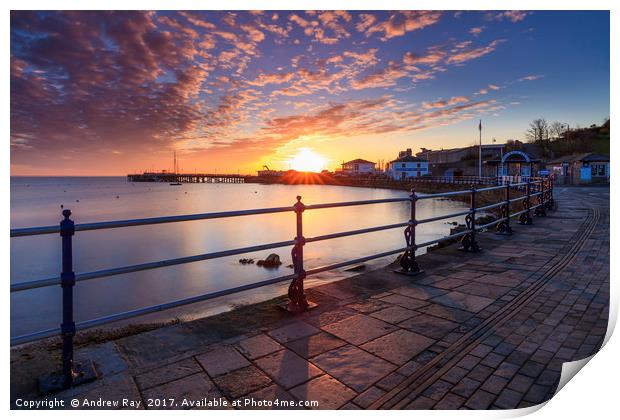 Towards Swanage Pier Print by Andrew Ray