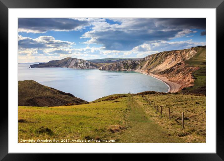 Worbarrow Bay Framed Mounted Print by Andrew Ray