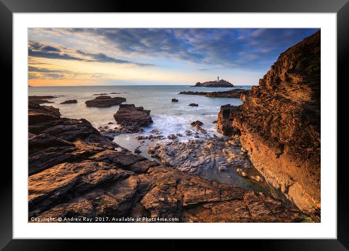 Late Light at Godrevy Framed Mounted Print by Andrew Ray