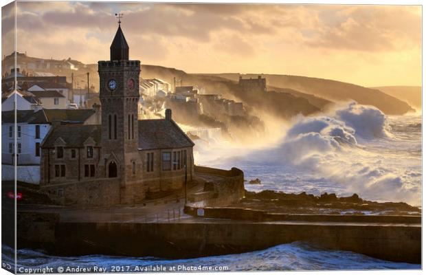 Stormy Morning (Porthleven)  Canvas Print by Andrew Ray