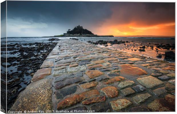 Stormy Sunset (St Michael's Mount)  Canvas Print by Andrew Ray