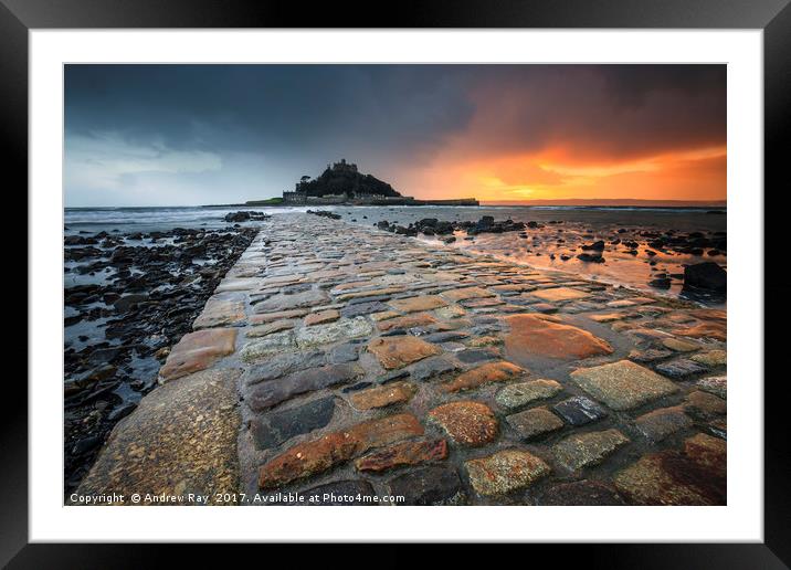 Stormy Sunset (St Michael's Mount)  Framed Mounted Print by Andrew Ray