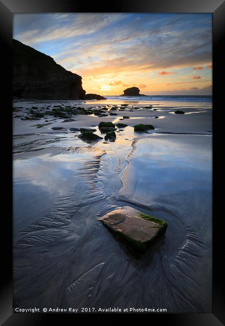 Sunset at Portreath Framed Print by Andrew Ray