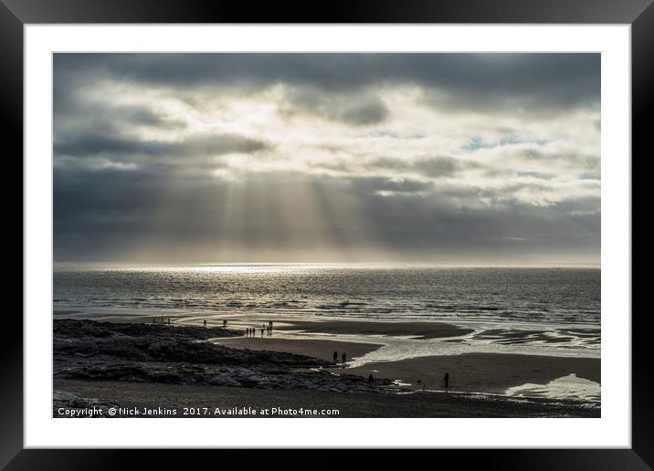 Sunbeams over the Bristol Channel Framed Mounted Print by Nick Jenkins