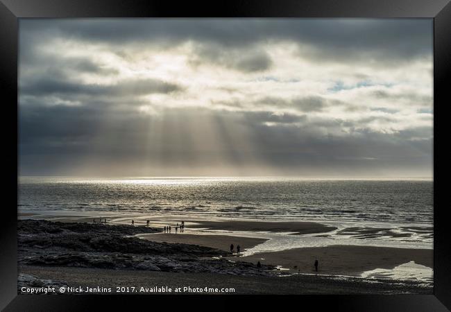 Sunbeams over the Bristol Channel Framed Print by Nick Jenkins