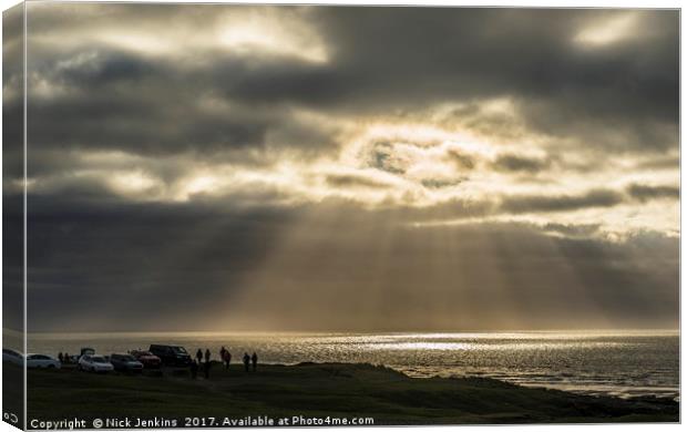 Sunbeams over the Bristol Channel Ogmore by Sea  Canvas Print by Nick Jenkins