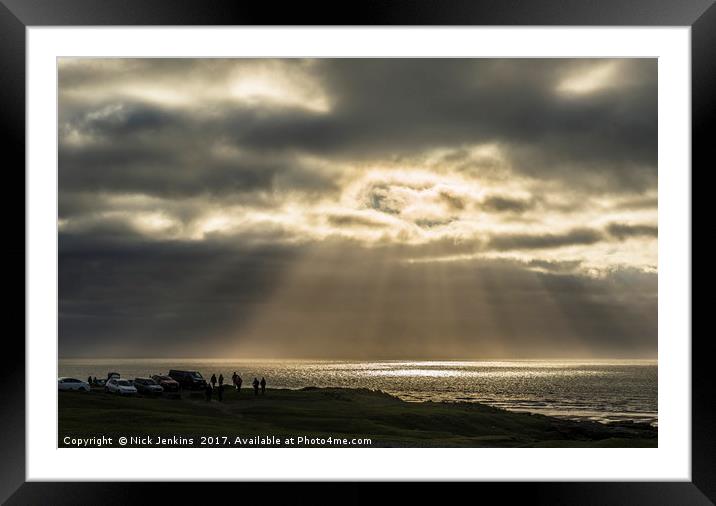 Sunbeams over the Bristol Channel Ogmore by Sea  Framed Mounted Print by Nick Jenkins