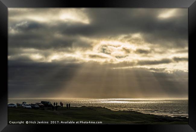 Sunbeams over the Bristol Channel Ogmore by Sea  Framed Print by Nick Jenkins