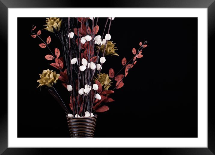Flowers in a vase with black background Framed Mounted Print by Simon Bratt LRPS