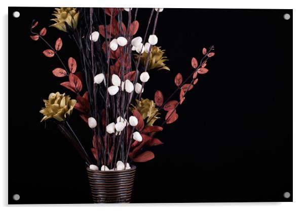 Flowers in a vase with black background Acrylic by Simon Bratt LRPS