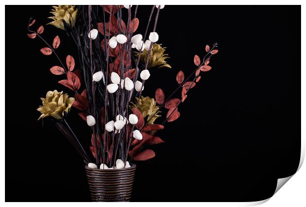 Flowers in a vase with black background Print by Simon Bratt LRPS