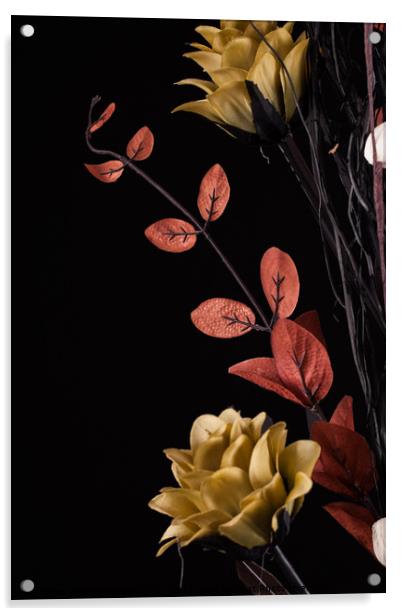 Flowers arrangement with black background Acrylic by Simon Bratt LRPS