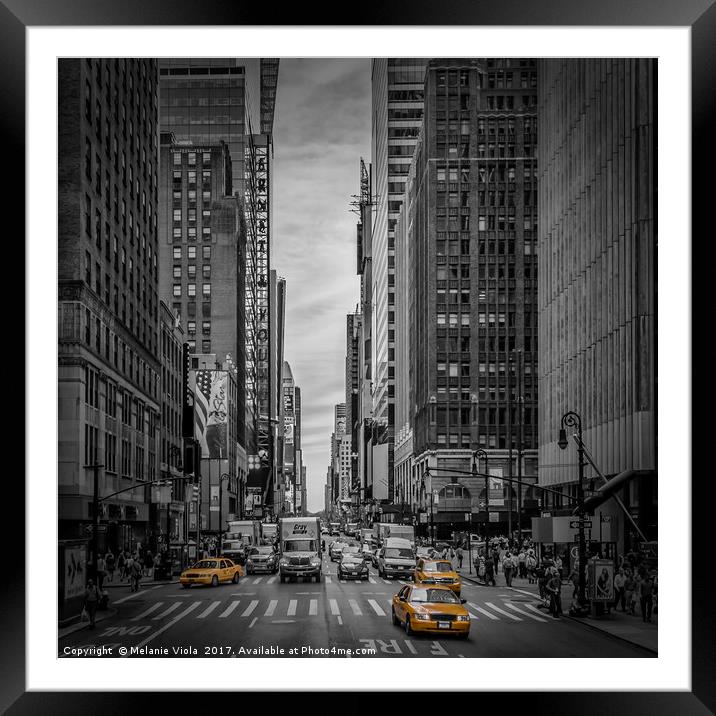 NEW YORK CITY 7th Avenue Traffic Framed Mounted Print by Melanie Viola