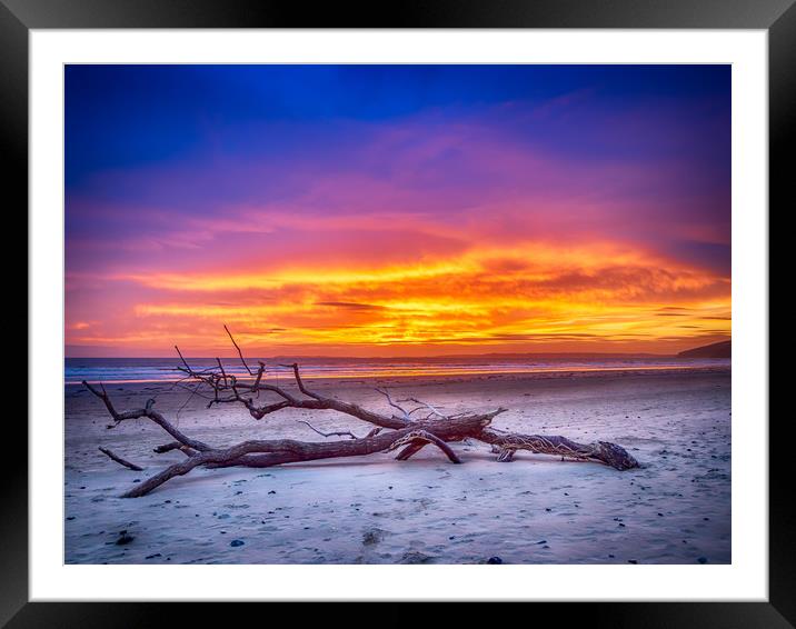 Desolation on Pendine Sands at Sunset. Framed Mounted Print by Colin Allen