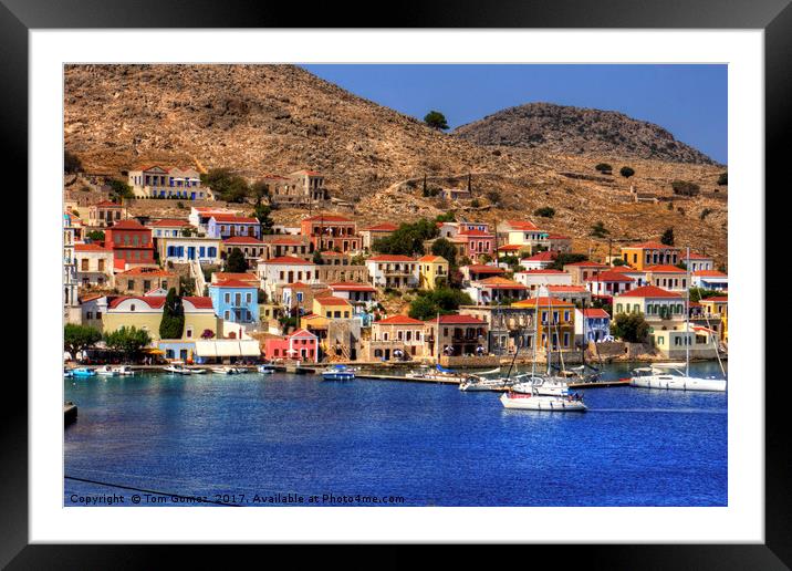 The Waterfront on Chalki Framed Mounted Print by Tom Gomez