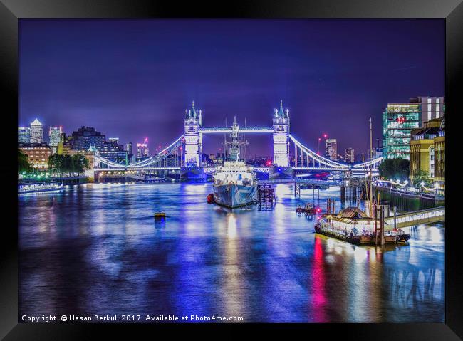 Tower Bridge illuminated Framed Print by Hasan Berkul
