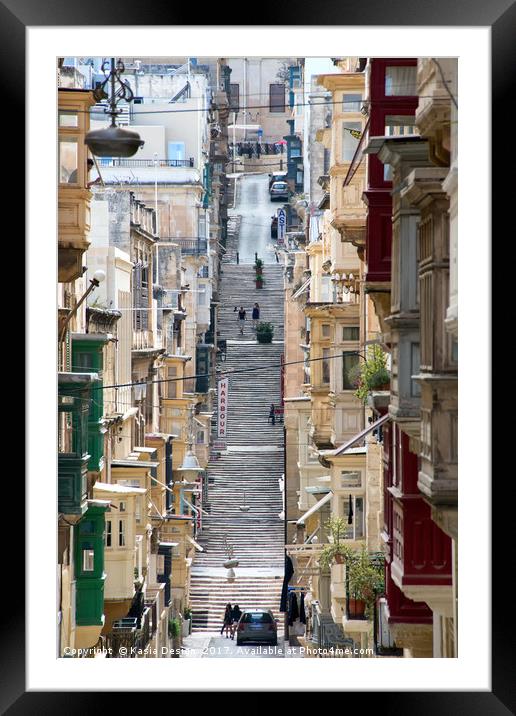 Old Town Scene, Valletta, Republic of Malta Framed Mounted Print by Kasia Design