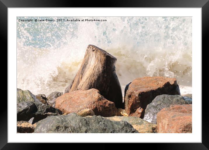 Tree Stump Waves Framed Mounted Print by Jane Emery