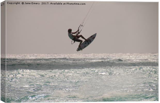 Kite Surfing Canvas Print by Jane Emery