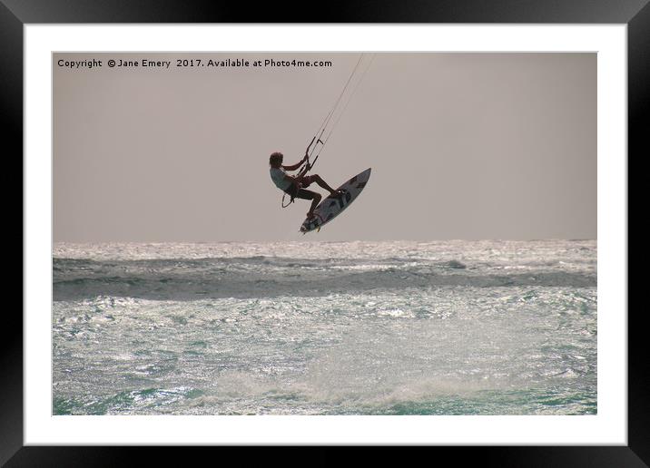 Kite Surfing Framed Mounted Print by Jane Emery
