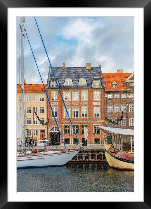 Copenhagen Nyhavn Waterfront Facade Framed Mounted Print by Antony McAulay