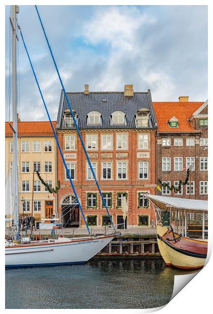 Copenhagen Nyhavn Waterfront Facade Print by Antony McAulay