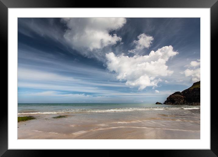 Summer sky over Lundy Bay Framed Mounted Print by Lindsay Philp