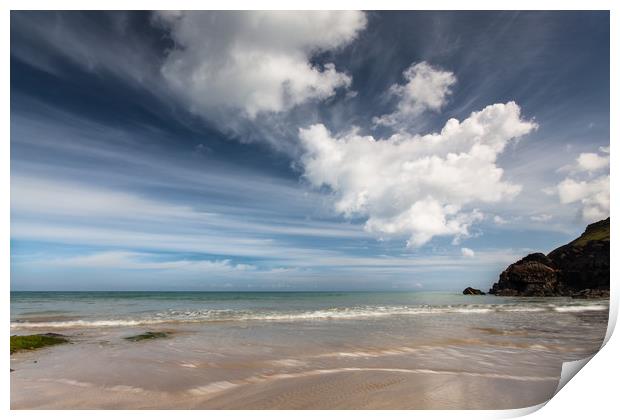 Summer sky over Lundy Bay Print by Lindsay Philp