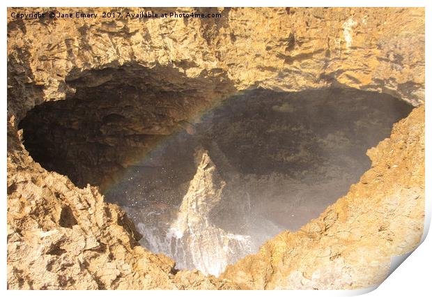 Rainbows in Blow Hole Print by Jane Emery