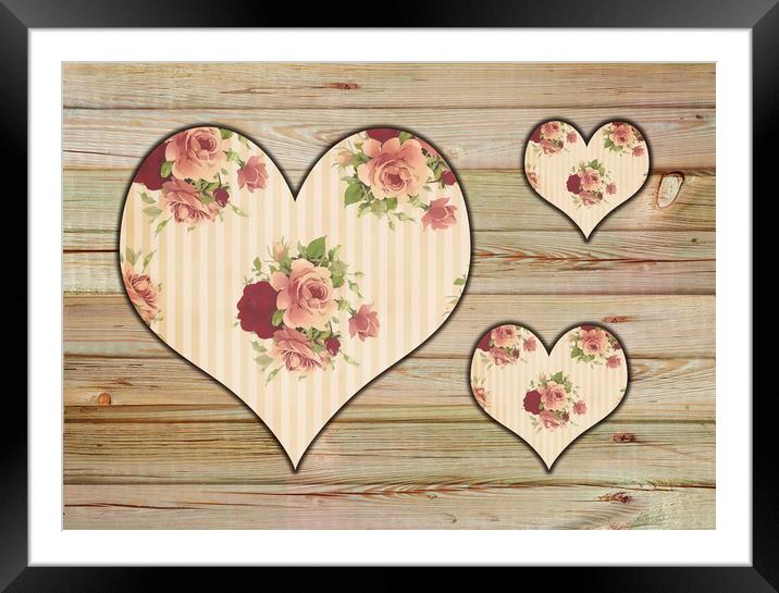 Three Hearts Framed Mounted Print by Dagmar Giers