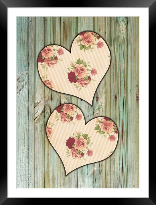 two hearts with roses Framed Mounted Print by Dagmar Giers