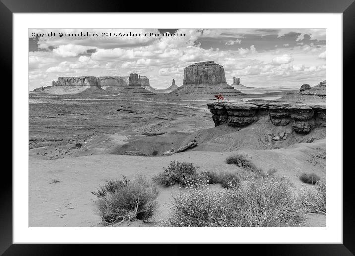A Lone Horseman in Monument Valley Framed Mounted Print by colin chalkley