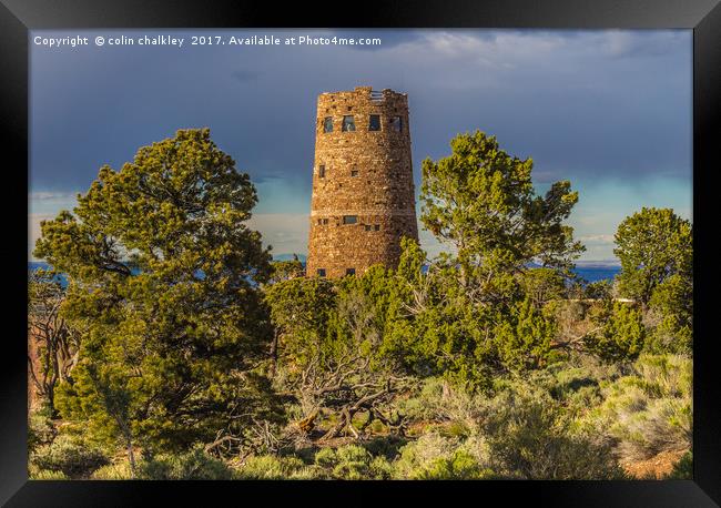 Desert View Watch Tower - Grand Canyon Framed Print by colin chalkley