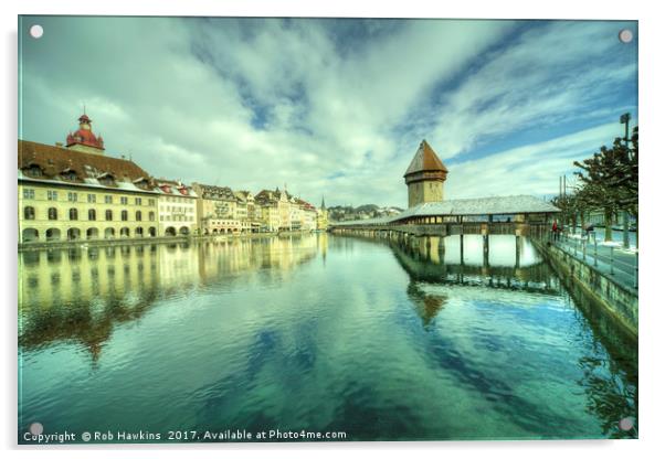 Kapellbrucke of Lucerne  Acrylic by Rob Hawkins