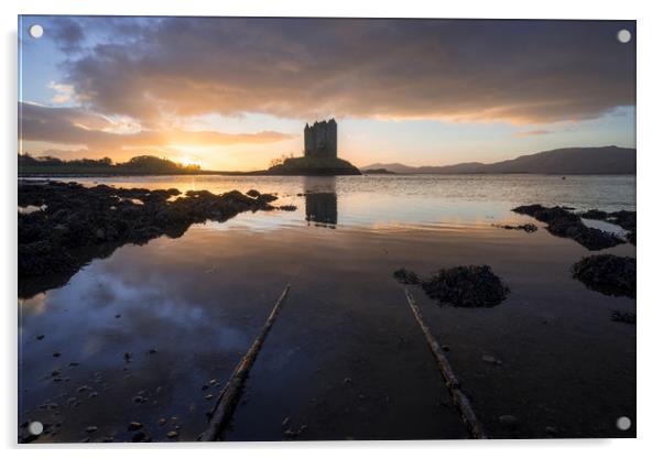 Castle Stalker Sunset  Acrylic by James Grant