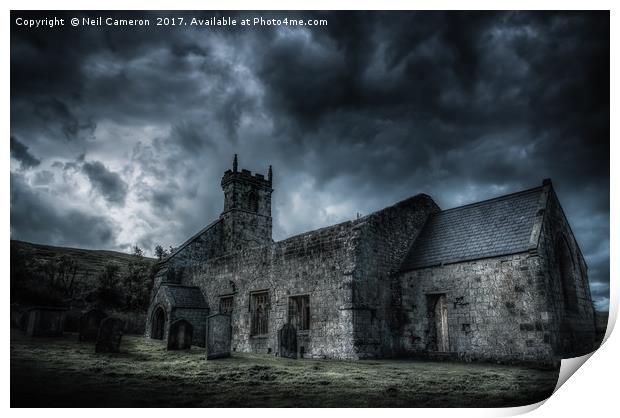Deserted Church of Wharram Percy Print by Neil Cameron
