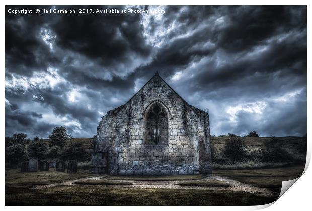 Deserted Church of Wharram Percy Print by Neil Cameron