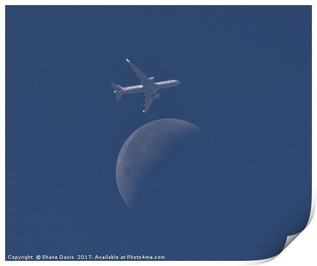 American Airlines over the moon Print by Shane Davis