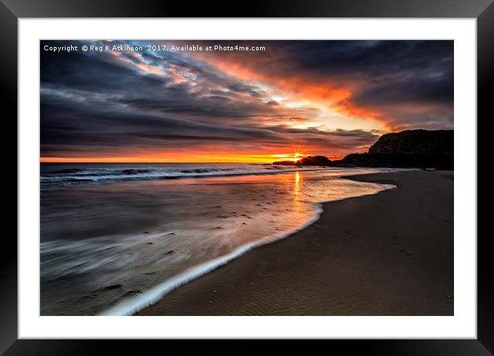 Dawn Over Seaham Harbour Beach Framed Mounted Print by Reg K Atkinson