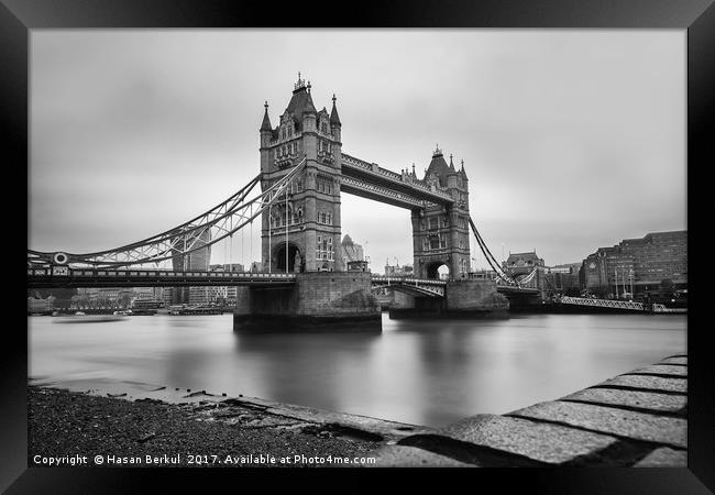 Tower Bridge Noir  Framed Print by Hasan Berkul