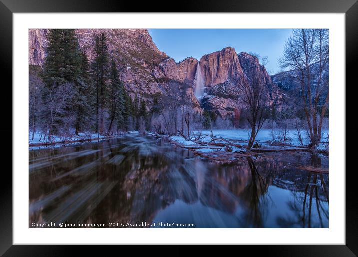 Yosemite Falls At Early  Dawn Framed Mounted Print by jonathan nguyen