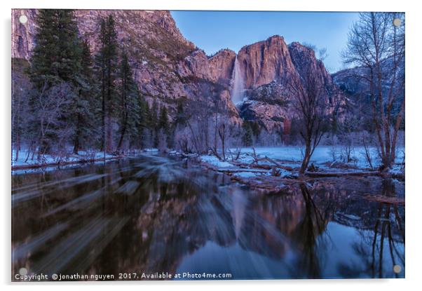 Yosemite Falls At Early  Dawn Acrylic by jonathan nguyen