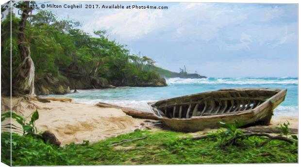 Beach in Port Antonio 1 - Digital Art Canvas Print by Milton Cogheil