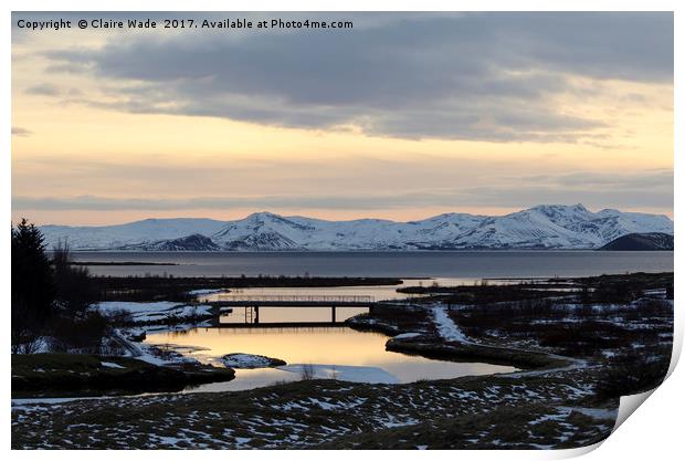 Winter sunset over Þingvellir  Print by Claire Wade