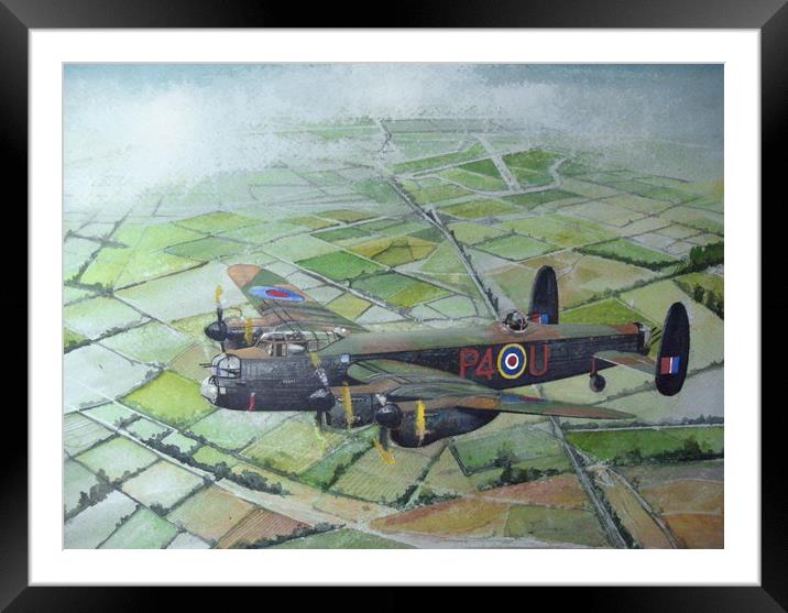 A 153 Squadron Lancaster Framed Mounted Print by John Lowerson