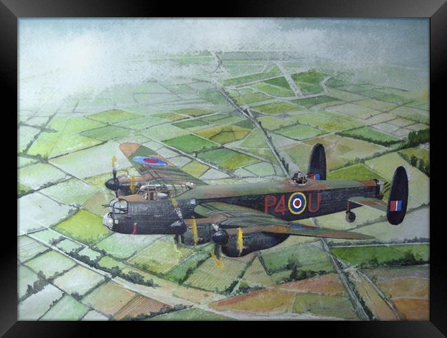 A 153 Squadron Lancaster Framed Print by John Lowerson