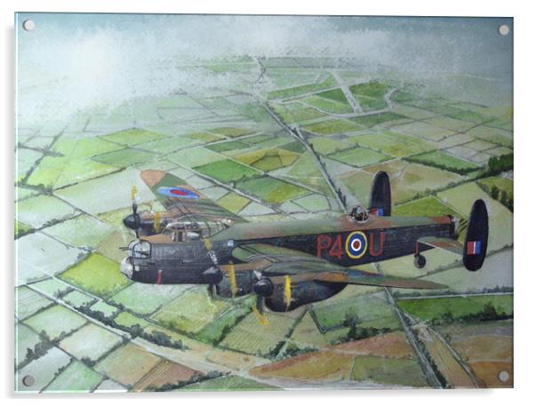A 153 Squadron Lancaster Acrylic by John Lowerson