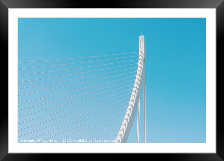 White Abstract Bridge Structure On Blue Sky Framed Mounted Print by Radu Bercan
